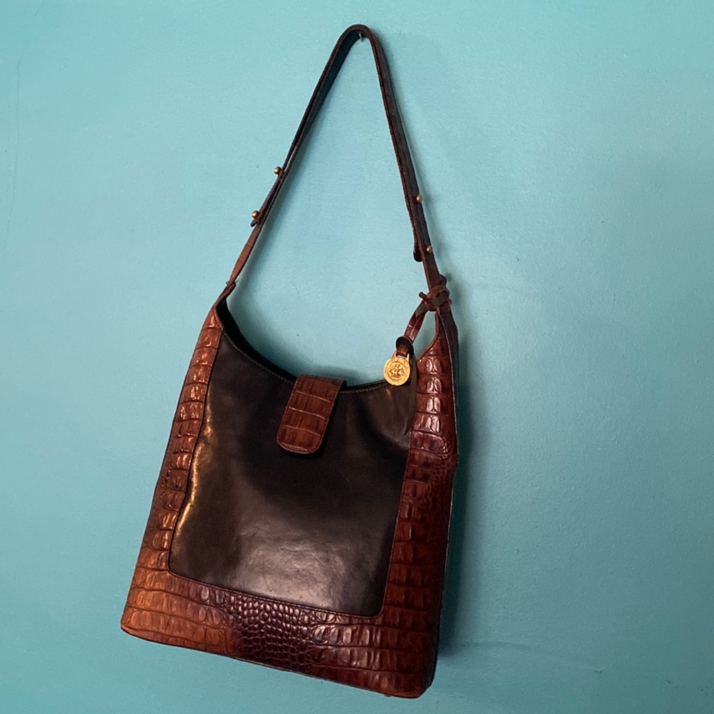 Brahmin Vintage Croc Embossed Leather Handbag